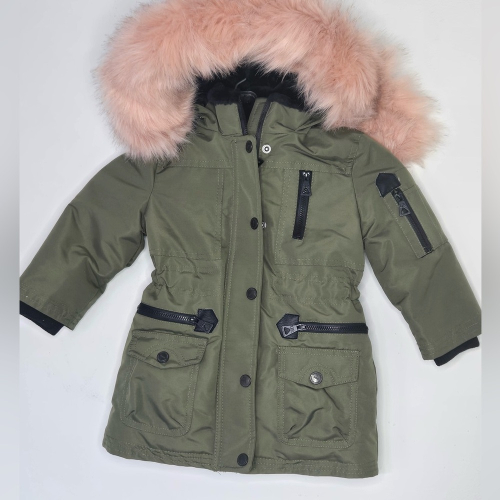 Urban Republic Ballistic Anorak Coat | Removable Pink Faux Fur Hood | 24 months